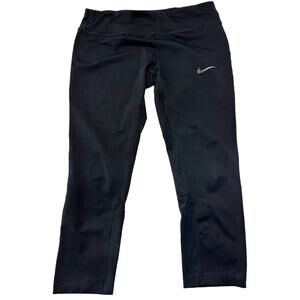 Nike Cropped Leggings Pants Women Size L Black Power Epic 938602-010 Athleisure